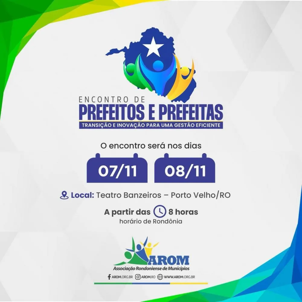 ENCONTRO DE PREFEITOS E PREFEITAS DE RONDÔNIA TERÁ FOCO EM PREVENÇÃO JURÍDICA, TRANSPARÊNCIA E PARCERIAS ESTRATÉGICAS
